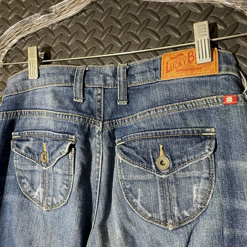 Lucky Brand Crop By Gene Montesano Blue Faded Western Style‎ Denim Jeans 0/25